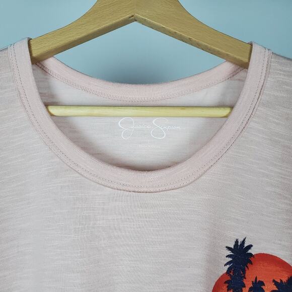 Jessica Simpson Pink Summer Graphic Tank Top Size L - Picture 5 of 7